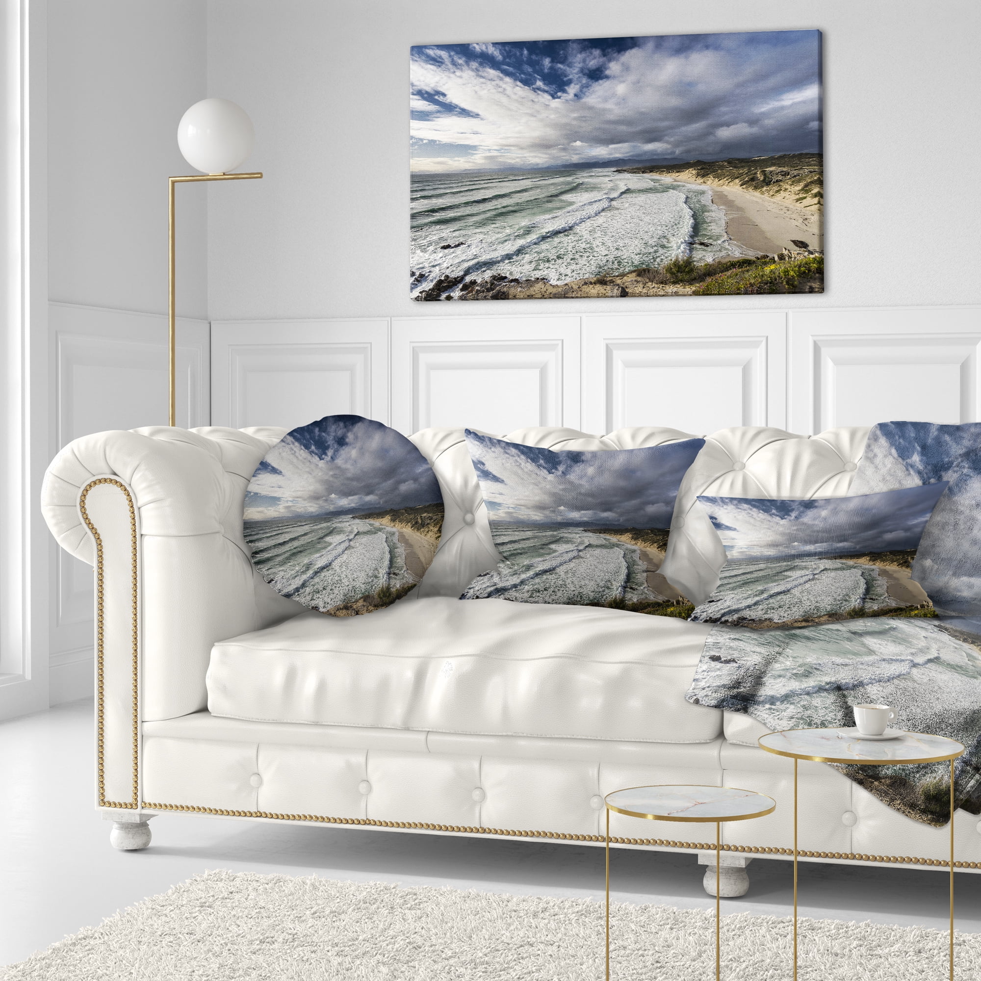 Designart Stunning South Africa Sea Coast - Seashore Throw Pillow - 12x20
