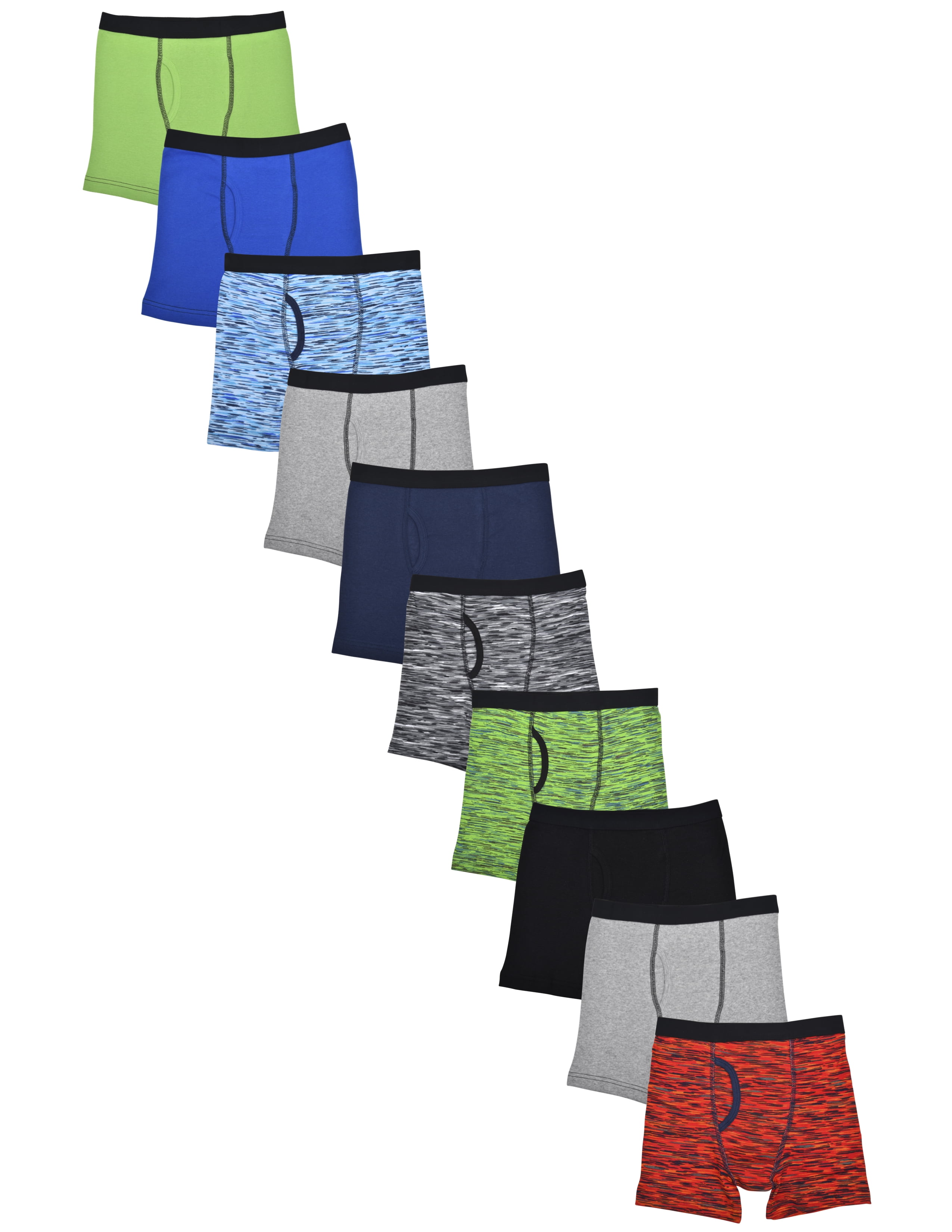 Wonder Nation Boys Underwear, Soft Cotton Boxer Briefs, 10-Pack, Sizes S-XXL & Husky