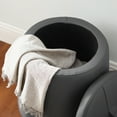 thumbnail image 2 of Linon Farman Round Faux Leather Storage Ottoman, Gray, 2 of 8