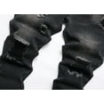 thumbnail image 6 of Boy's Stretch Fit Ripped Destroyed Jeans Pants Cargo Pants Classic Elastic Waist Straight Leg Multi-Pockets Comfy Kids Pants for Boys, 6 of 7