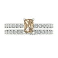 thumbnail image 2 of 1.16 ct Brilliant Emerald Cut Yellow Moissanite 18K White Gold Solitaire with Accents Engagement Bridal Wedding Ring Band Set size 9.5, 2 of 7