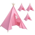 thumbnail image 1 of Carpa tipo tipi Wilwolfer rosa para niños con luces y bandera, paquete de 4, 1 of 8