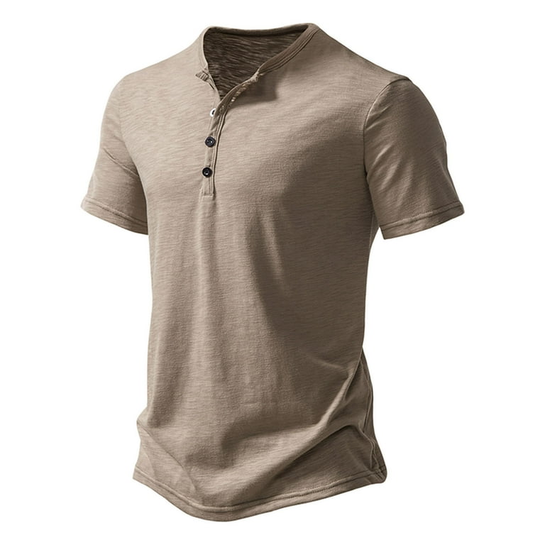YYDGH Henley Shirts for Men Slim Fit Short Sleeve Basic T Shirts