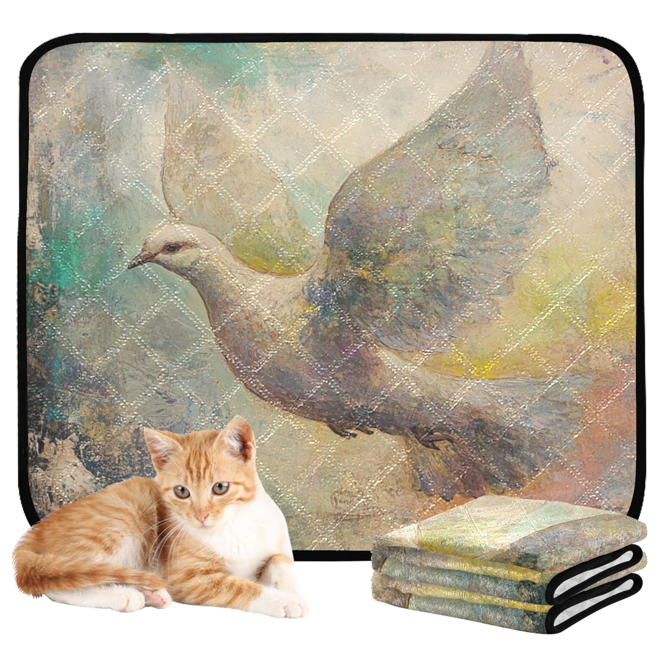 Qxltty Dove Of Peace Cat litter Pads Pet Set of 2 Diaper Mats Center Anti-leakage Layer Absorbent Soft and Comfortable