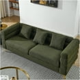 thumbnail image 2 of JERFIT 81" Modern Plush Teddy Fabric Sectional Sofa Couch, 3 Seater with Lumbar Pillows for Living Room, Deep Seat Comfort, Green, 2 of 10