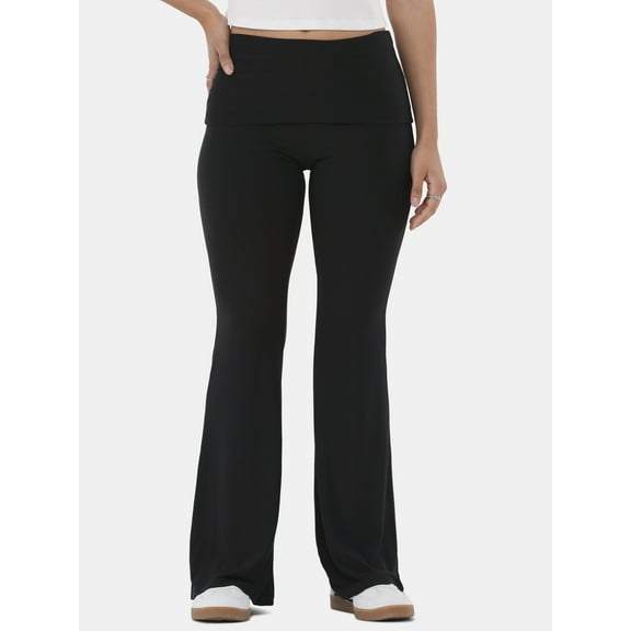 No Boundaries Flare Pants with Foldover Waistband, 32'' Inseam, Women's XS-XXL