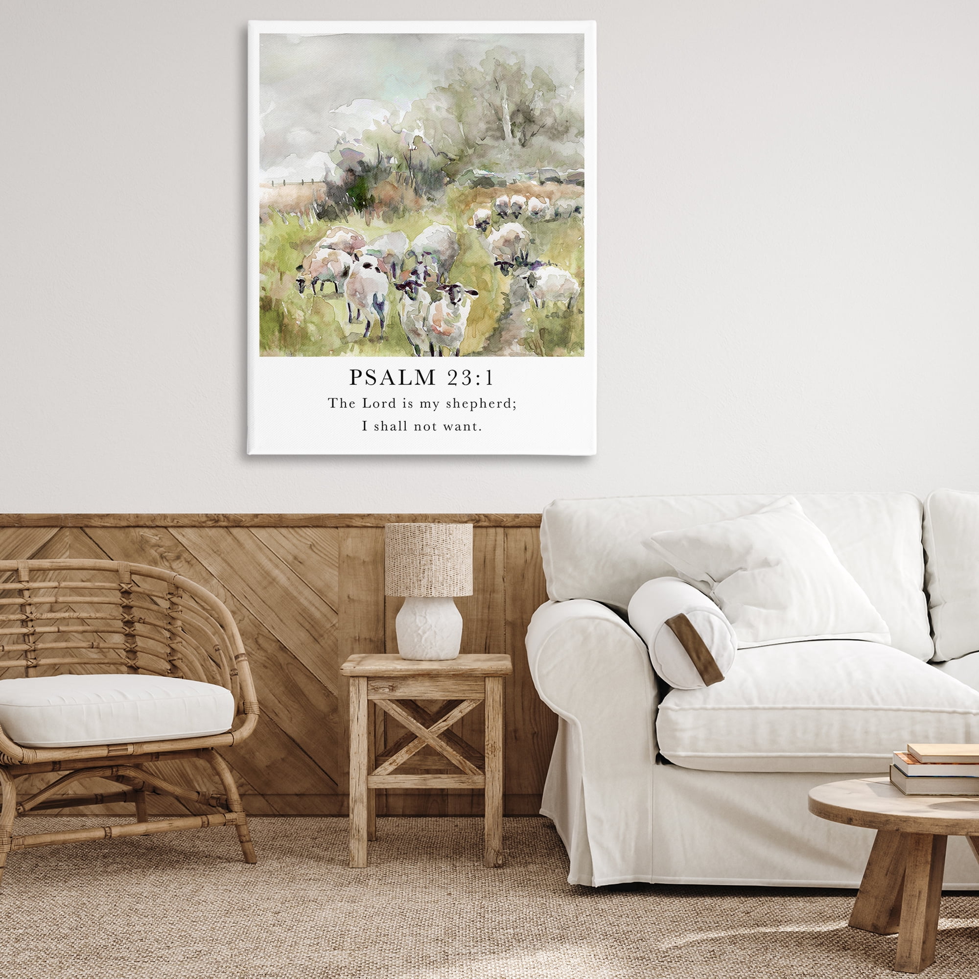 Stupell Industries My Shepherd Psalm Religious Painting Gallery Wrapped Canvas Art Print Wall Art, 36 x 48