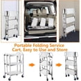 thumbnail image 3 of Portable Folding Service Cart, 3-Tier Stainless Steel Collapsible Utility Carts 400 lbs Load Capacity, Heavy Duty Service Cart w/ 360°Swivel Wheels for Home Office Warehouse, 3 of 7