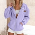 thumbnail image 2 of Bovemsi Sweatshirt for Women Fashionable Casual Solid Color Zipper Inner Pocket Rabobs Sleeve Zip Up Hoodie, 2 of 5
