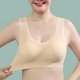 thumbnail image 6 of Bras! Ashirexll Wireless Bras for Women, Plus Size Sports Solid Color Soft Moisture Wicking No Steel Ring Breathable Gathering Bra Beige XL, 6 of 8