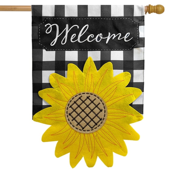 Briarwood Lane Sculpted Sunflower Summer Burlap House Flag