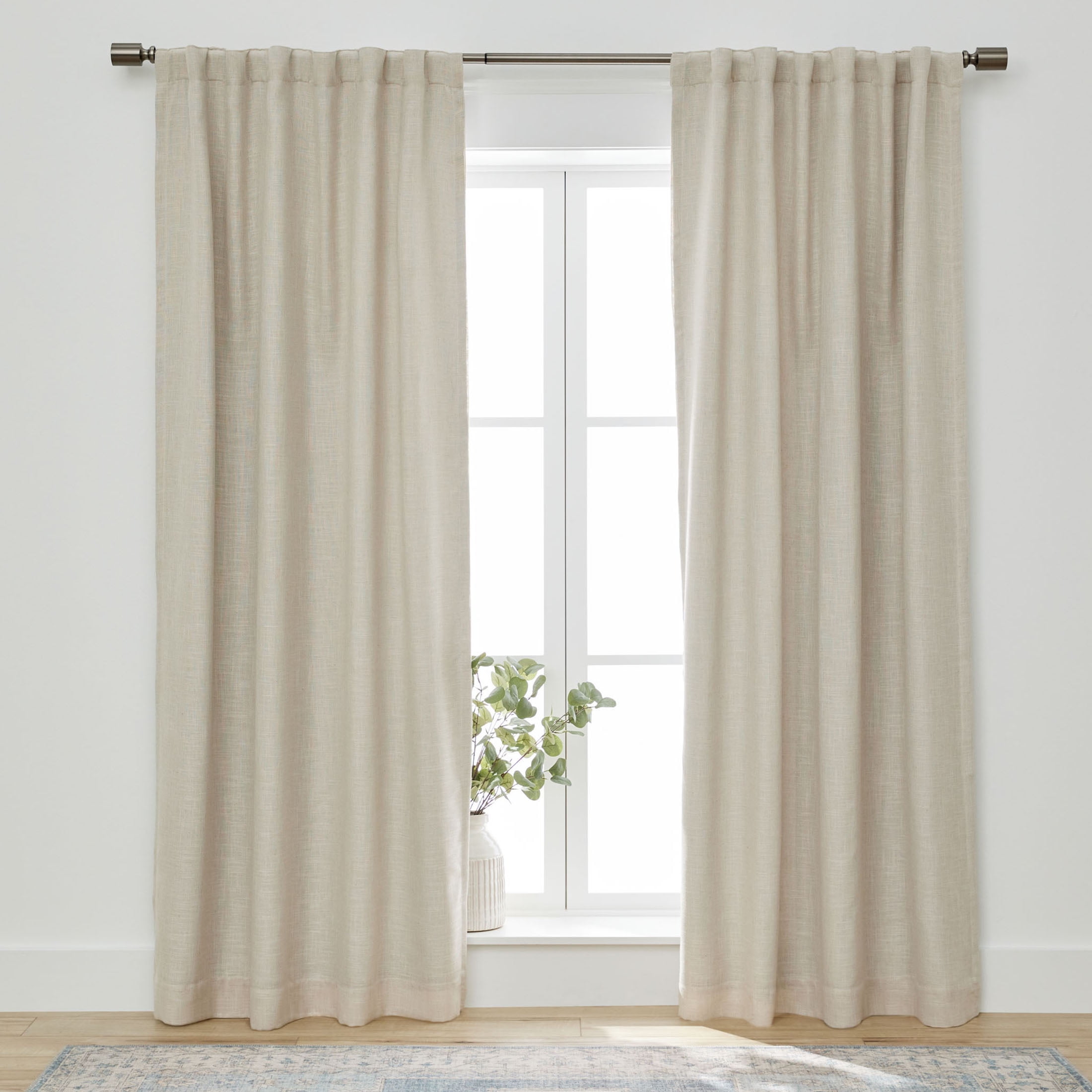 Better Homes & Gardens 100% Blackout Linen Blend Single Curtain, 50x108, Papyrus Beige