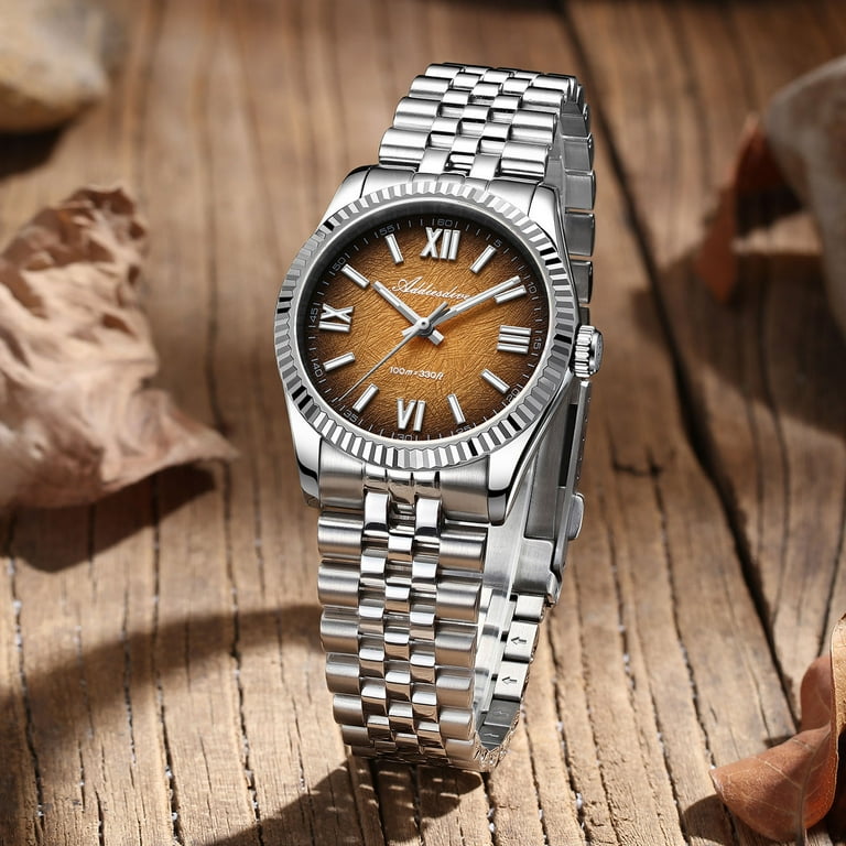 ADDIESDIVE 36mm Men's Classic Dress Watch, Slim Quartz with Sapphire Crystal, 100m Water Resistant & Japanese VH31 Sweep Second, 316L Stainless Steel,