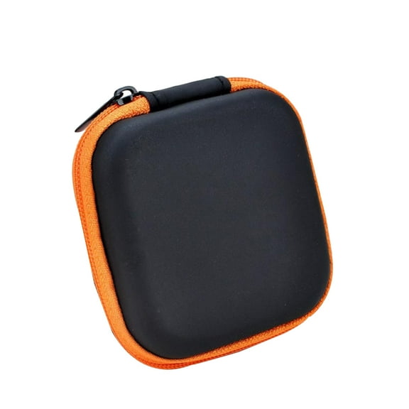SEWOART Earphone Pouch Orange Eva Material Portable Travel Case with Soft Lining and Mesh Bag