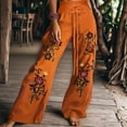thumbnail image 2 of Wide Leg Pants for Women Boho Floral Palazzo Pants High Waist Bohemian Flowy Lounge Trousers Orange-Red XL, 2 of 3