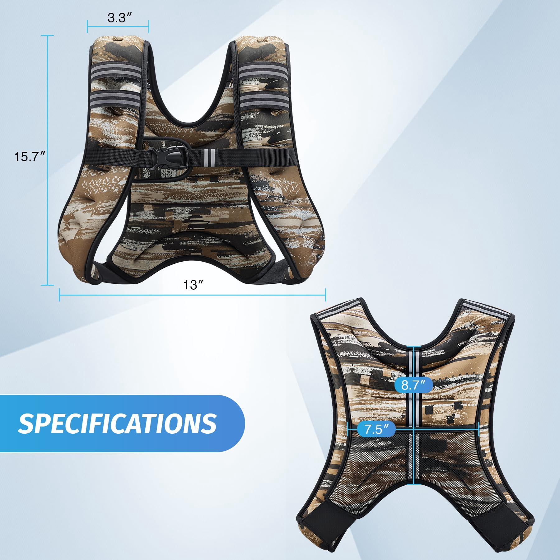 Weighted Vest 6-30lb with Reflective Stripe for Workout Running Fitness Strength Training