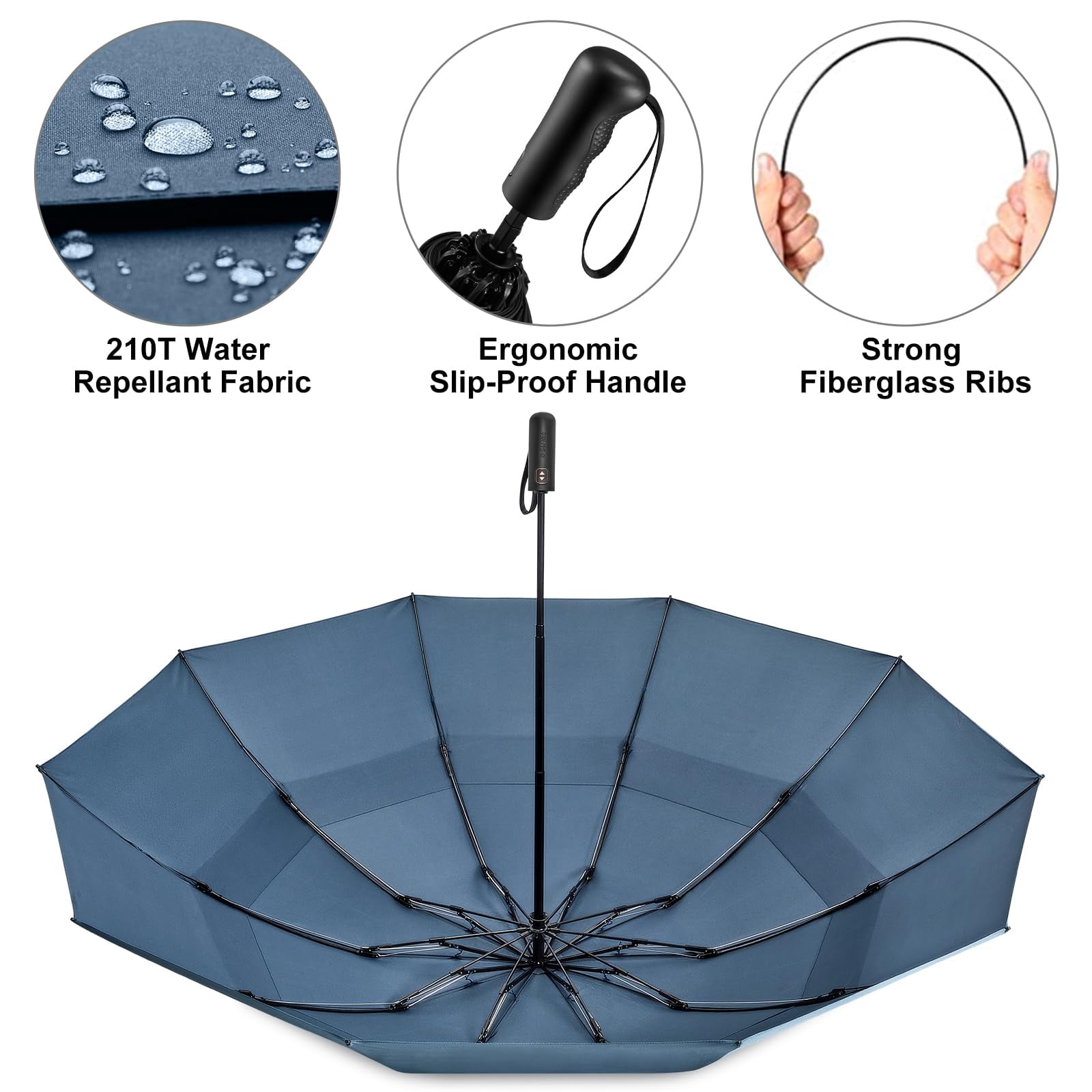 G4Free 42/46/54/62 Inch Large Golf Umbrella Compact Reverse Travel Umbrella 10 Ribs Windproof for Rain Double Canopy Automatic Open Close