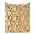 thumbnail image 1 of Hedgehog Soft Flannel Fleece Throw Blanket, Small Woodland Creature with Mushroom Foliage and Cones on Pink Background, Cozy Plush for Indoor and Outdoor Use, 60" x 80", Multicolor, by Ambesonne, 1 of 6