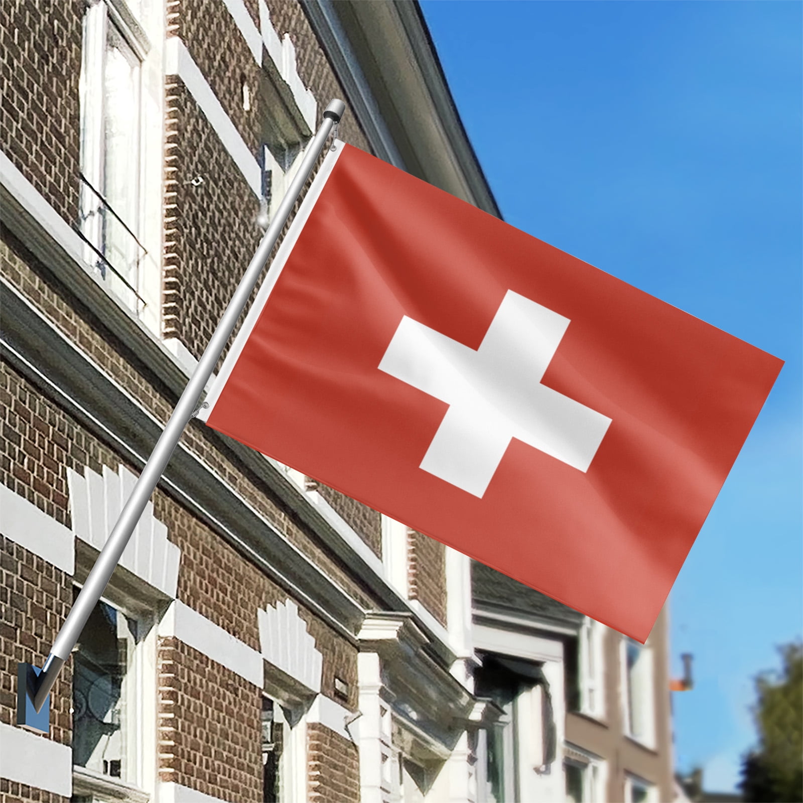 Livetty Double Sided 3 layers Flags 4x6 Ft Switzerland Flags Banner for Yard Decoration Garden Display For World Soccer Play