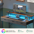 thumbnail image 4 of Huuger 47 inch Computer Desk with LED Lights & Power Outlets, Office Desk with 3 Storage Drawers, Gaming Desk, Home Office Desk, Rustic Brown, 4 of 10