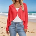 thumbnail image 2 of enyan Women's Long Sleeve Cardigan Sweaters Open Front Cropped Bolero Shrugs for Dresses（Red,One Size）, 2 of 5
