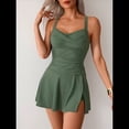 thumbnail image 4 of Traje de Baño de una Pieza con Falda Fruncida Cruzada para Mujer Verde XL, 4 of 6
