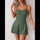 thumbnail image 4 of Traje de Baño de una Pieza con Falda Fruncida Cruzada para Mujer Verde L, 4 of 6