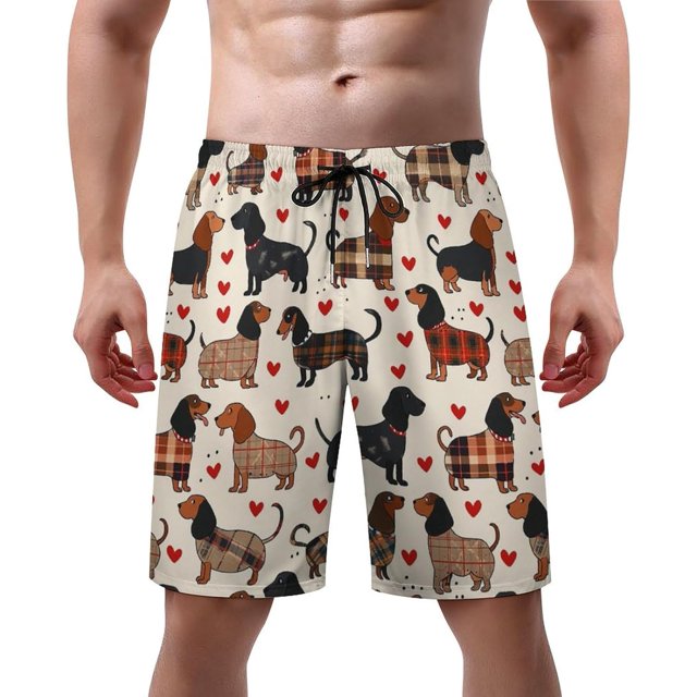 NICKSUN Men's Swim Trunks, Cute Print Quick Dry Summer Board Beach Shorts with Mesh Lining and Pockets
