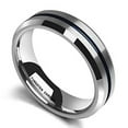 thumbnail image 3 of Wedding Rings For Men or Women. 6mm Silver Tungsten Wedding Band Blue Line, 3 of 4