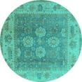 thumbnail image 1 of Ahgly Company Machine Washable Indoor Round Oriental Turquoise Blue Traditional Area Rugs, 6' Round, 1 of 4