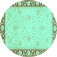thumbnail image 1 of Ahgly Company Indoor Round Oriental Turquoise Blue Modern Area Rugs, 3' Round, 1 of 4
