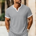 thumbnail image 2 of Leey-World Men T Shirt Men's Waffle T-Shirts Short Sleeve Casual Crew Neck Shirt Cotton Summer Plain Pullover Tees(Grey,XL), 2 of 5