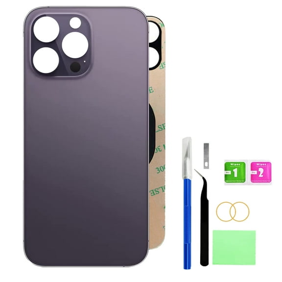 Back Glass Replacement for iPhone 14 Pro Max 6.7-inch Model with Repair Tool Kit (Dark Purple)