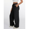 thumbnail image 4 of Womens Wide Leg Sweatpants High Waisted Baggy Lounge Pants Drawstring Flared Joggers with Pockets Black S, 4 of 7