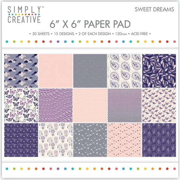 Simply Creative Paper Pad 6"X6" 30/Pkg-Sweet Dreams