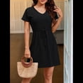 thumbnail image 3 of Vestido de Mujer con Cuello en V y Corta, Color Negro, Talla XXL, 3 of 5