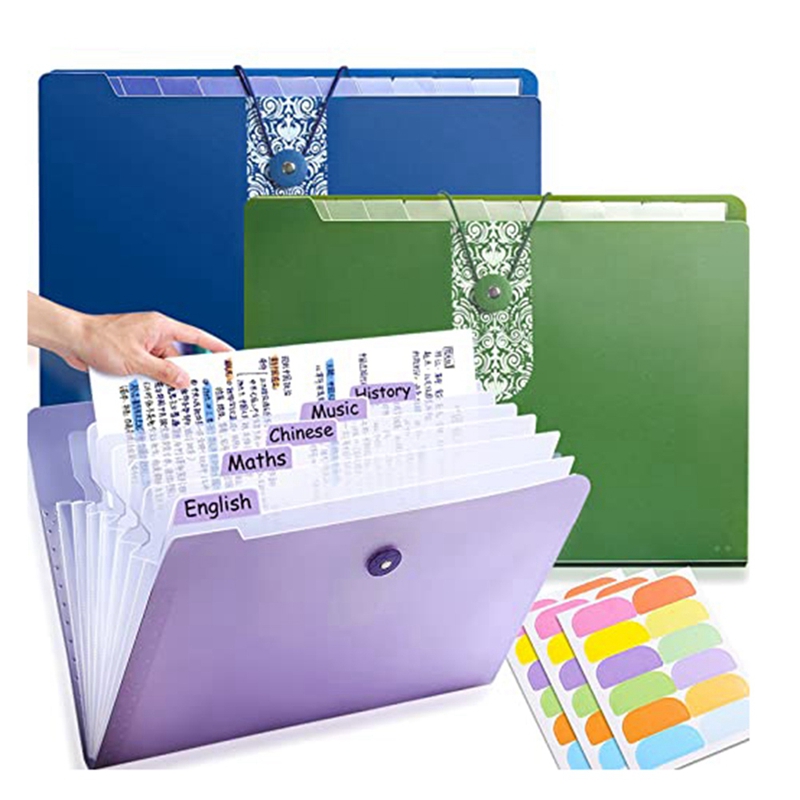 3Pcs Expanding File Folder Accordion Document Organizer Plastic File