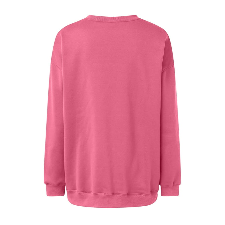 Oversized Pink Baggy Jumper Women's USA Flag Print Crewneck