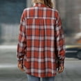 thumbnail image 6 of Hvot&aat Womens Boyfriend Plaid Shirts Classic Fit Button Down Lapel Color Block Blouse Casual Roll up Long Sleeve Tops, 6 of 6