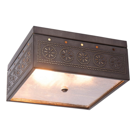 Irvins Country Tinware Irvin's Country Tinware Square Ceiling Light with Chisel Kettle Black