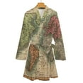 thumbnail image 6 of World Map Pajama Robe V Neck Vintage Map of The World 1811 Soft Dresses Woman Long Sleeve Bedroom Bathrobe Design Pajamas Robes, 6 of 7