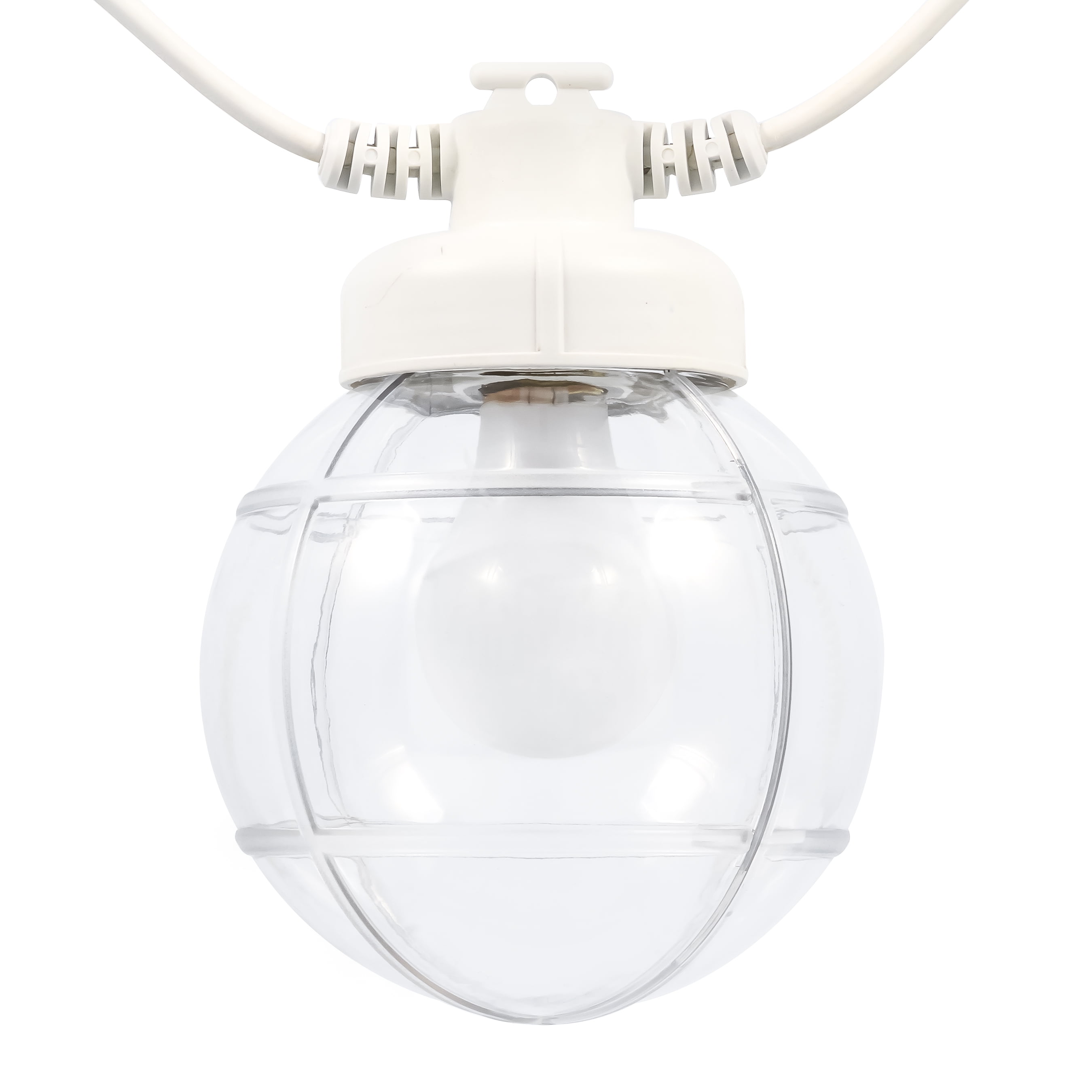 Camco Decorative RV Awning Globe Lights 10 Clear Globes on White Wire, Fits Directly into Your