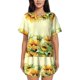 thumbnail image 1 of Balery Sunflowers On A Yellow Background Conjunto de Pijama para Mujer con Estampado, Dos Piezas de Manga Corta y Shorts, Ropa de Dormir Suave con Cuello Redondo y Bolsillos-Large, 1 of 6
