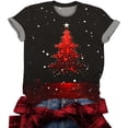 thumbnail image 4 of REORIAFEE Shirts Christmas Women Sparkly Xmas Tree Prints Short Sleeve T Shirt Round Neck Holiday Tees Casual Soft Tops Multicolor L, 4 of 5
