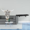 thumbnail image 2 of Cabeza De Toro Rústica Para Colgar En La Pared Con Bandeja De Madera, Escultura Decorativa Multiusos Para Casa De Campo, Oficina, Dormitorio, Boda., 2 of 8