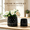 Black, variant on Mdj Pottery 2-Pack White Bamboo Pattern Ceramic Plant Pots, 5 in & 7 in Planters with Drain Holes and Saucers for Indoor & Outdoor Decor