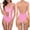 Pink, variant on Womens One Piece Swimsuit Floral Print Piece V Neck Tankini With High Waist Control Beach Bathing Suits L