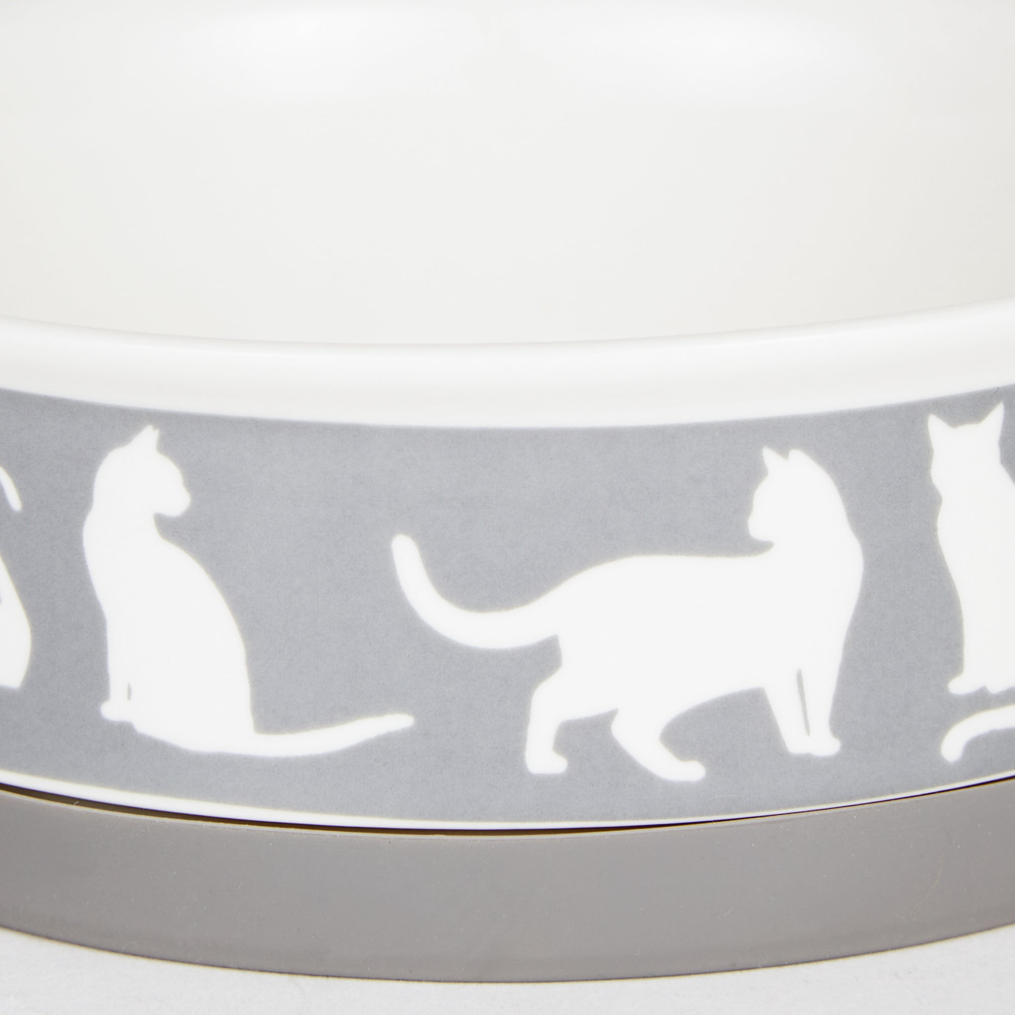 DII Pet Bowl Cats Meow Gray Small 4.25Dx2H (Set of 2)