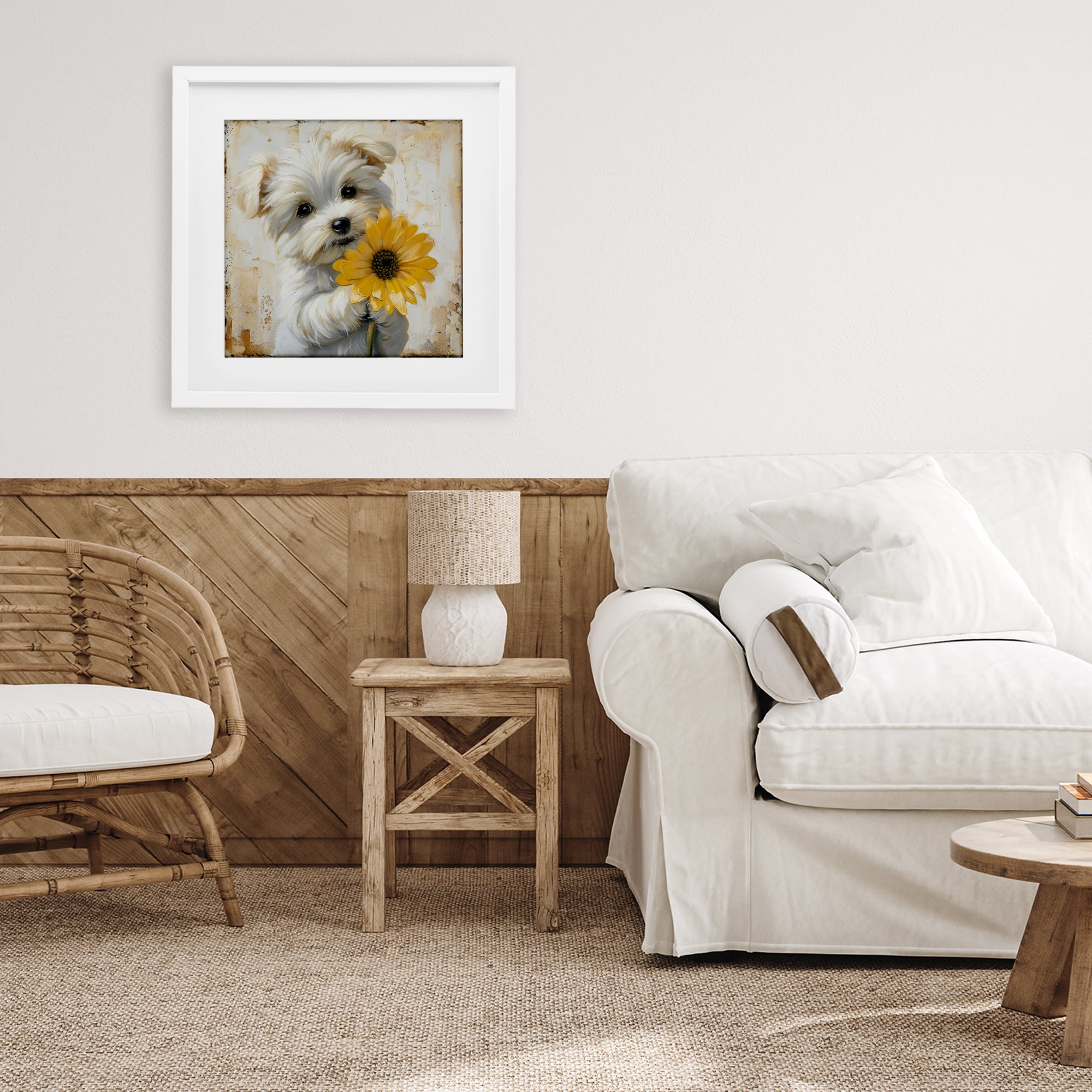 Stupell Industries Little Lucky Puppy White Framed Print Under Glass, design by Tina LeCour