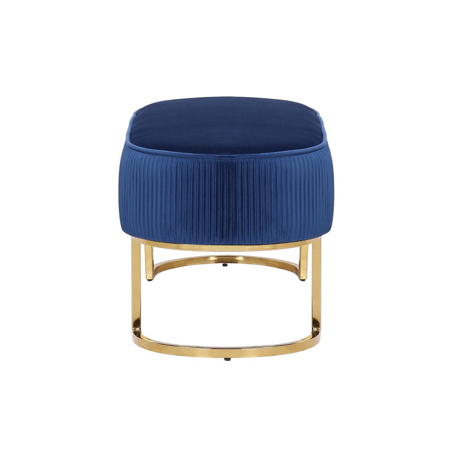 Elinor Bench ,Velvet Bench, Oval Velvet Bench, Oval Bench with Gold Legs, Backless Bench, Blue Velvet Footstool, Bedroom Bench, Entryway Bench, Living Room Bench